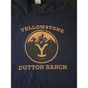 Yellowstone Dutton Ranch Montana Size 3XL Navy Gold Accents T-Shirt 1886